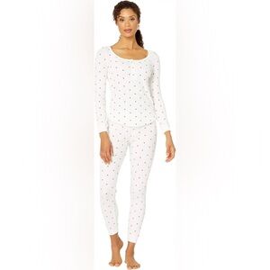 NWT Revolve Plush Thermal Heart Pajama‎ Scrunchie Set in White Red